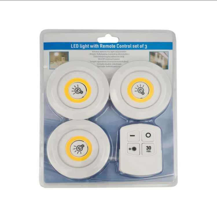 چراغ LED بیسیم با ریموت کنترل | پک ۳ عددی